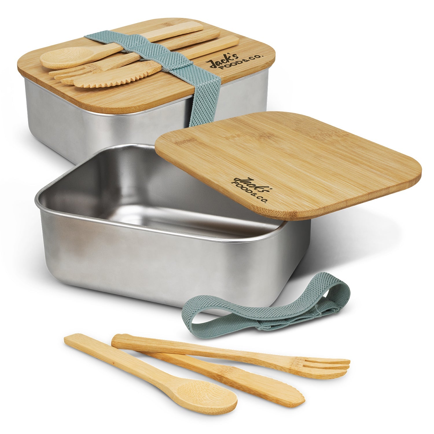 Stainless Steel Lunch Box with Cutlery (2)