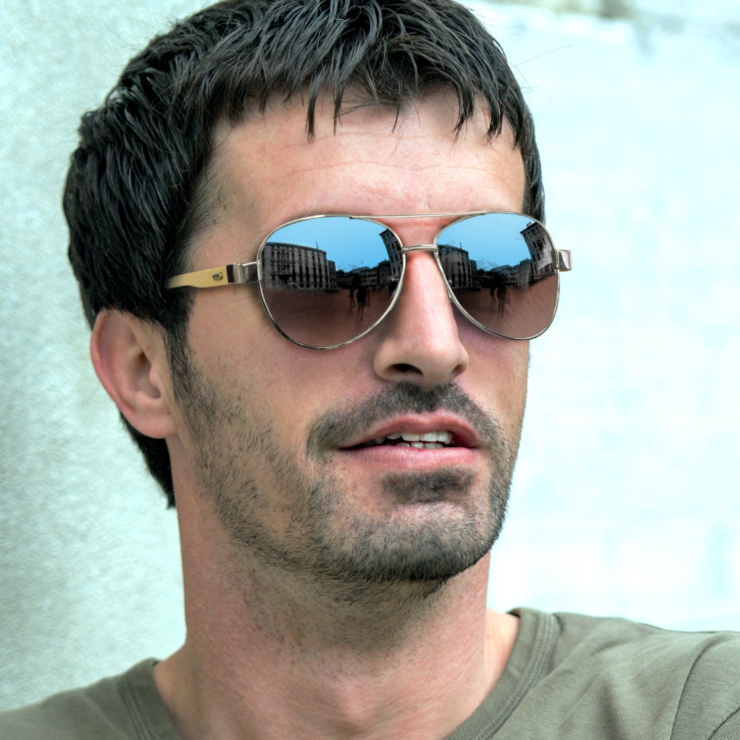 Aviator Mirror Lens Sunglasses - Bamboo (5)
