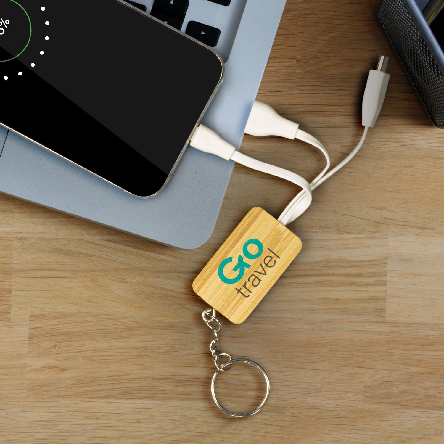 Bamboo Charging Cable Key Ring - Rectangle (4)