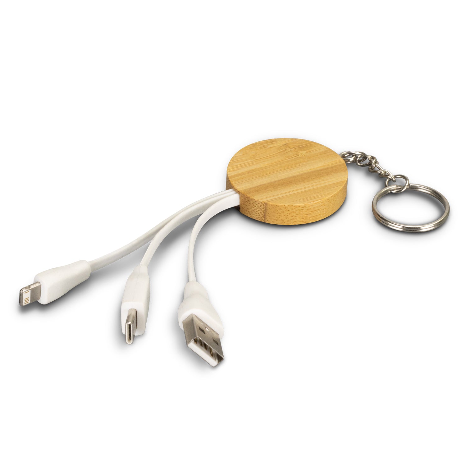 Bamboo Charging Cable Key Ring - Round (2)