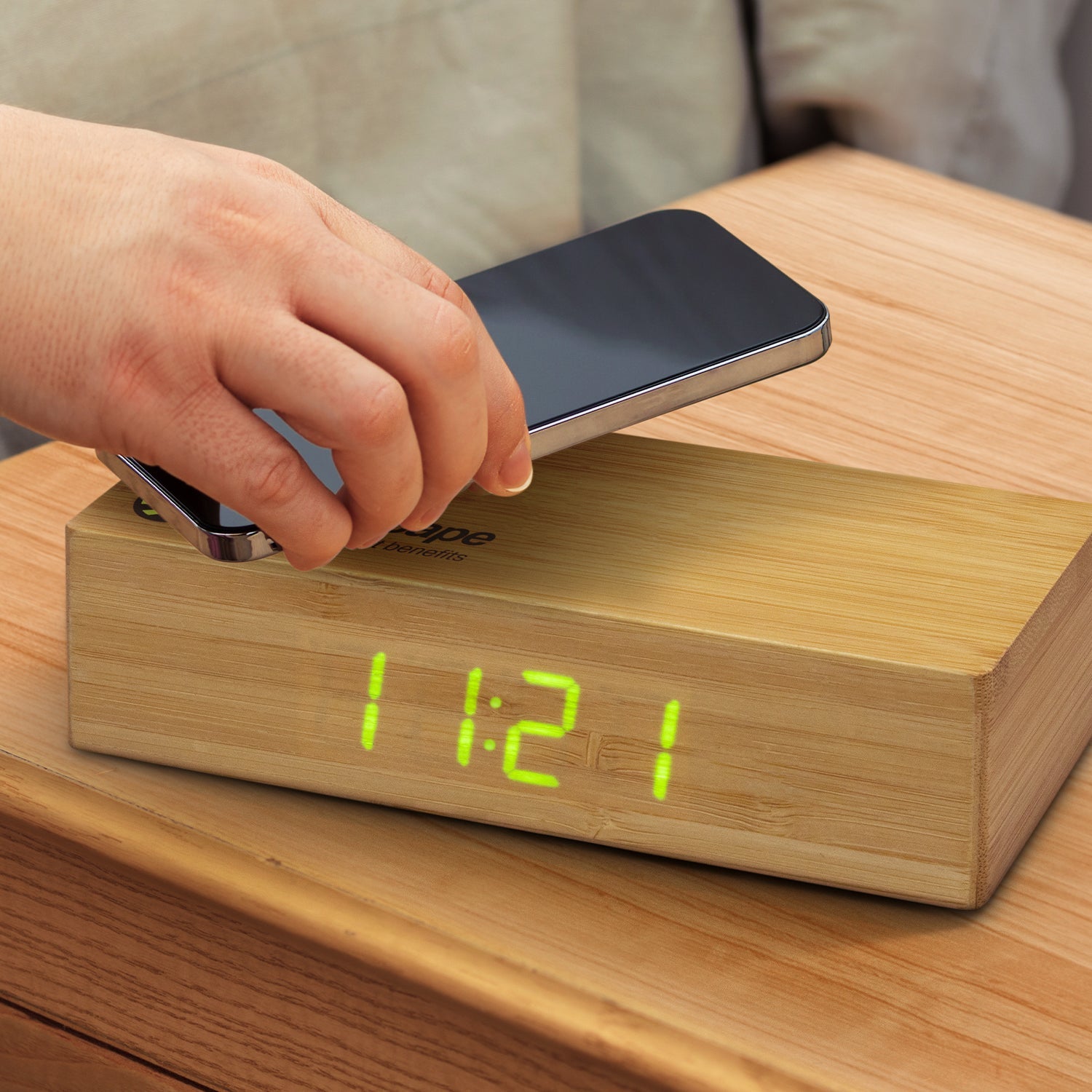 Bamboo Wireless Charging Clock (6)