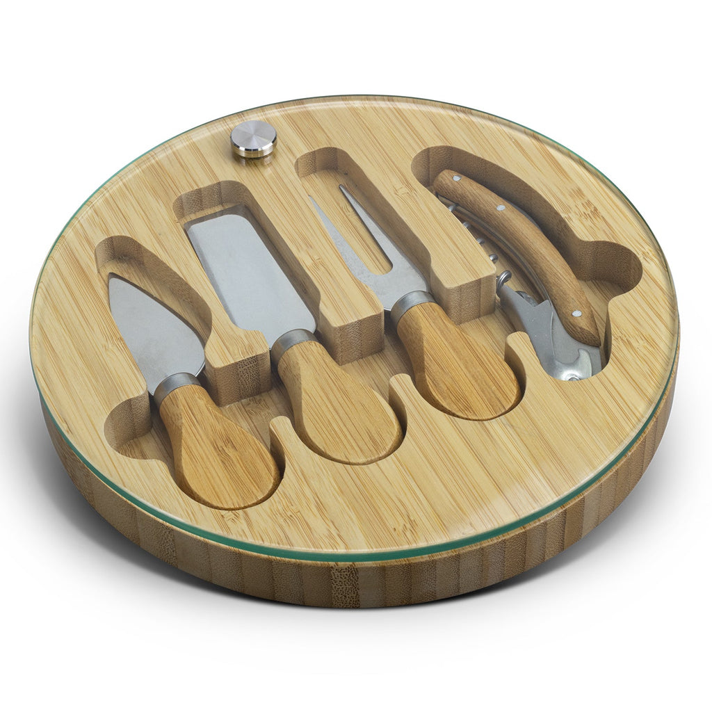 NATURA Glass & Bamboo Cheese Board (2)