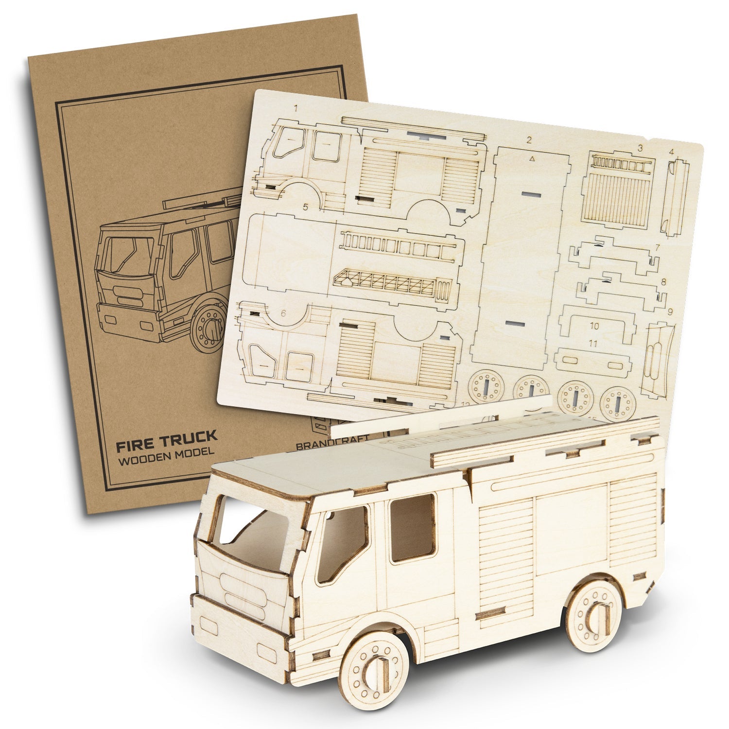 BRANDCRAFT Fire Truck Wooden Model (2)