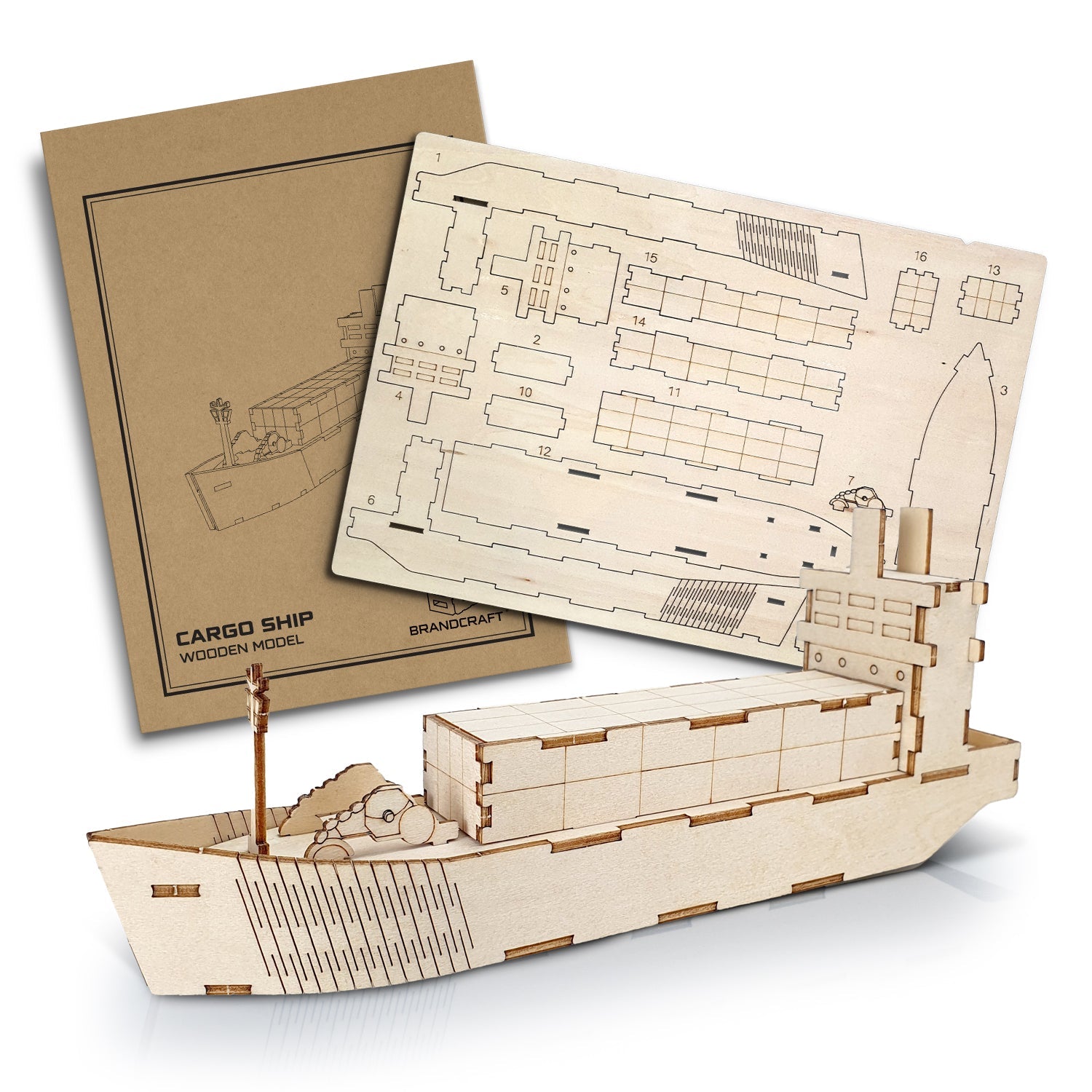 BRANDCRAFT Cargo Ship Wooden Model (2)