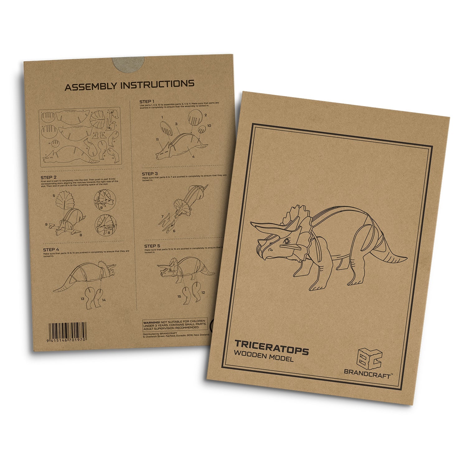BRANDCRAFT Triceratops Wooden Model (5)