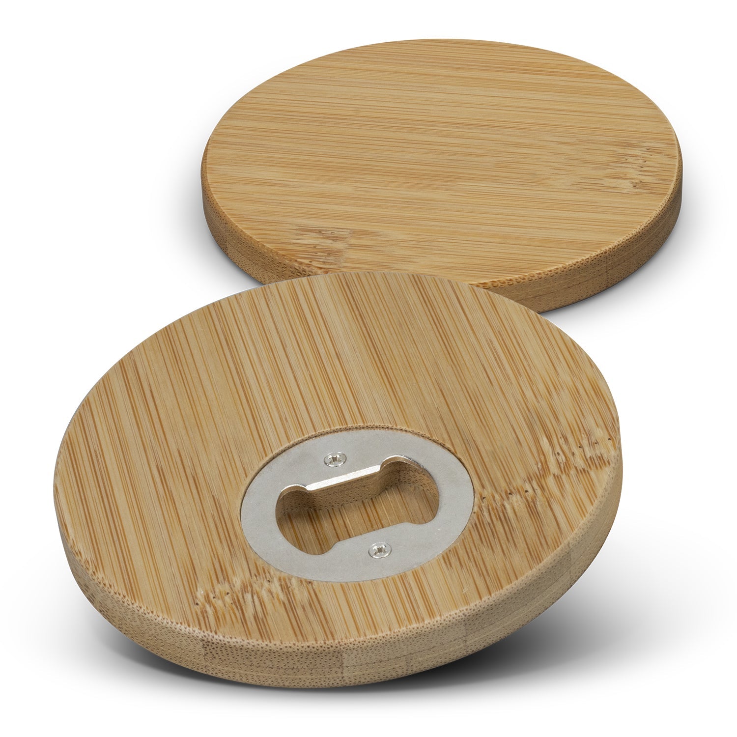 Bamboo Bottle Opener Coaster - Set of 2 - Round (2)