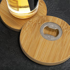Bamboo Bottle Opener Coaster - Set of 2 - Round (4)