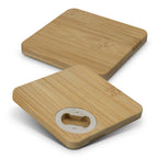 Bamboo Bottle Opener Coaster - Set of 2 - Square (2)