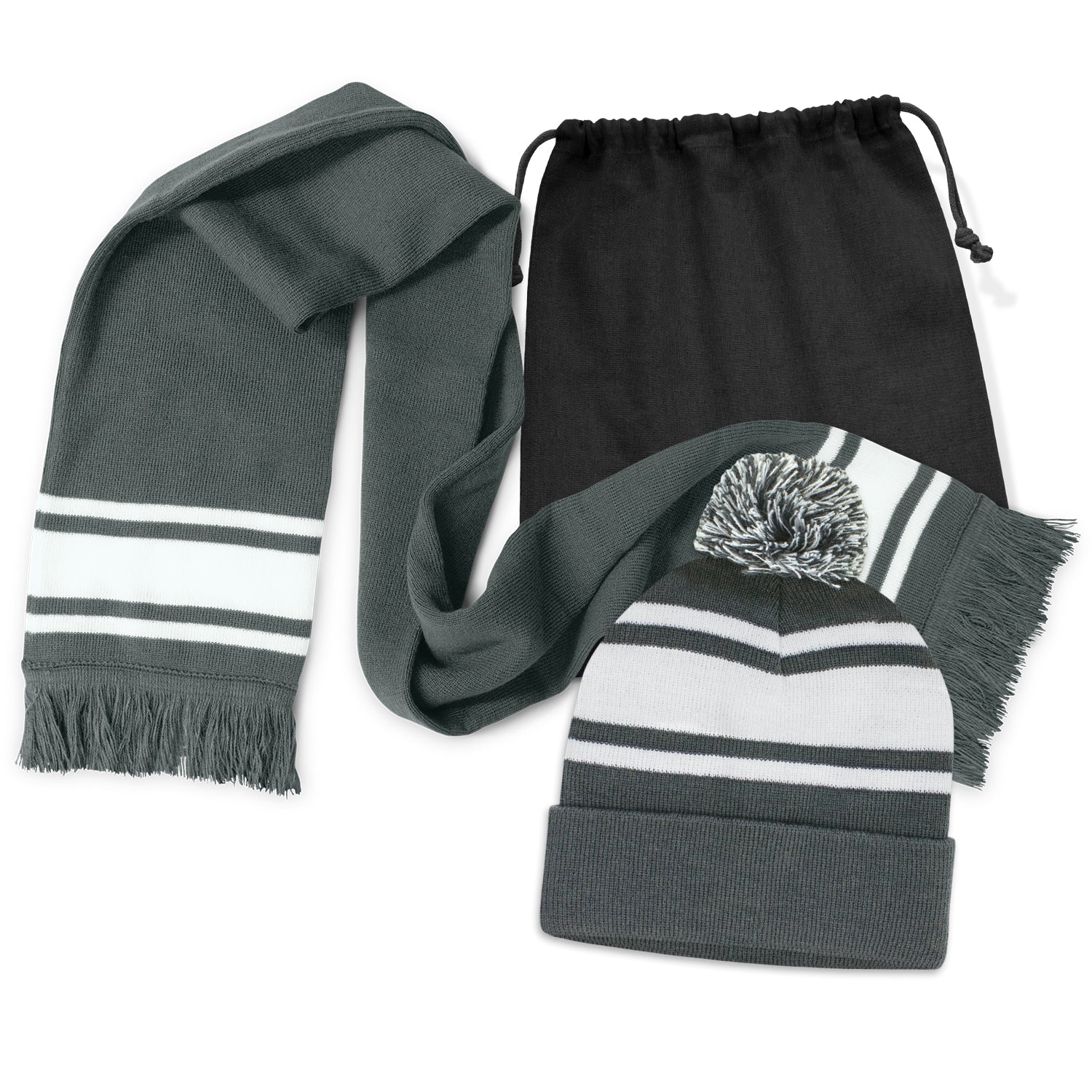 Commodore Scarf and Beanie with Pom Pom Set (2)