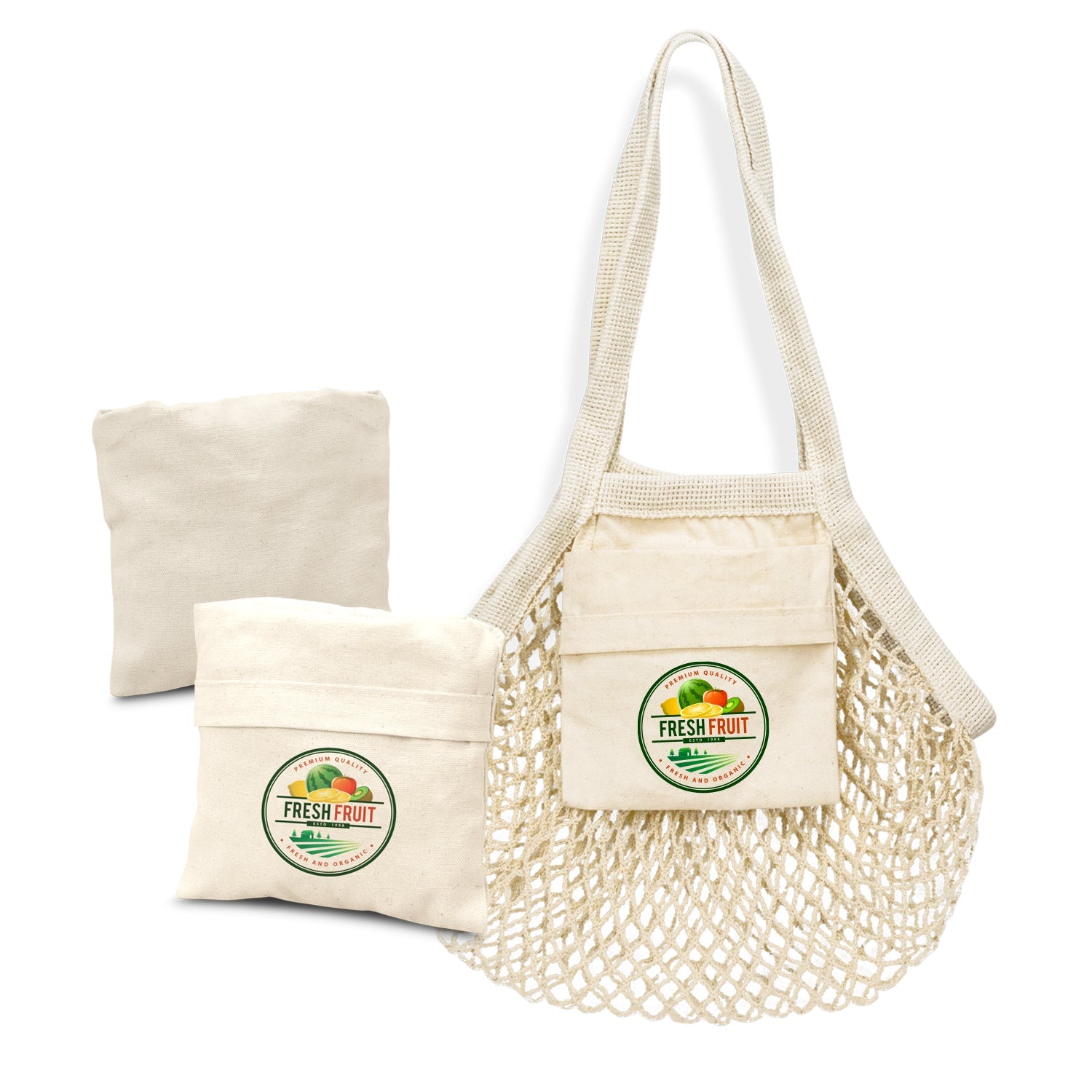 Cotton Mesh Foldaway Tote Bag - Small (3)