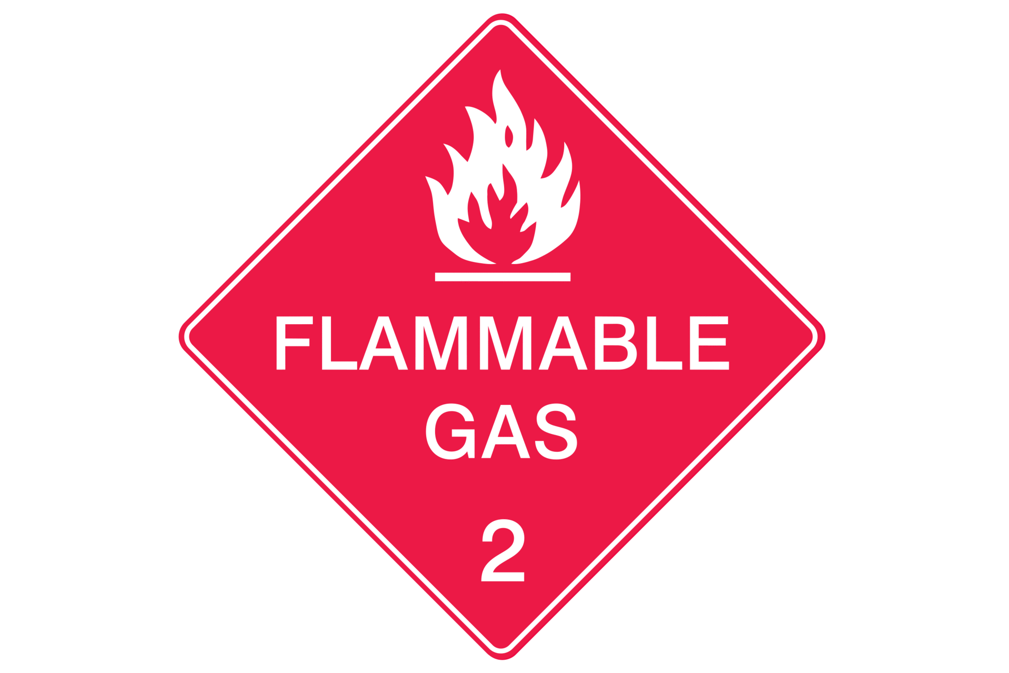 Dangerous Good Sign Flammable Gas 2 White