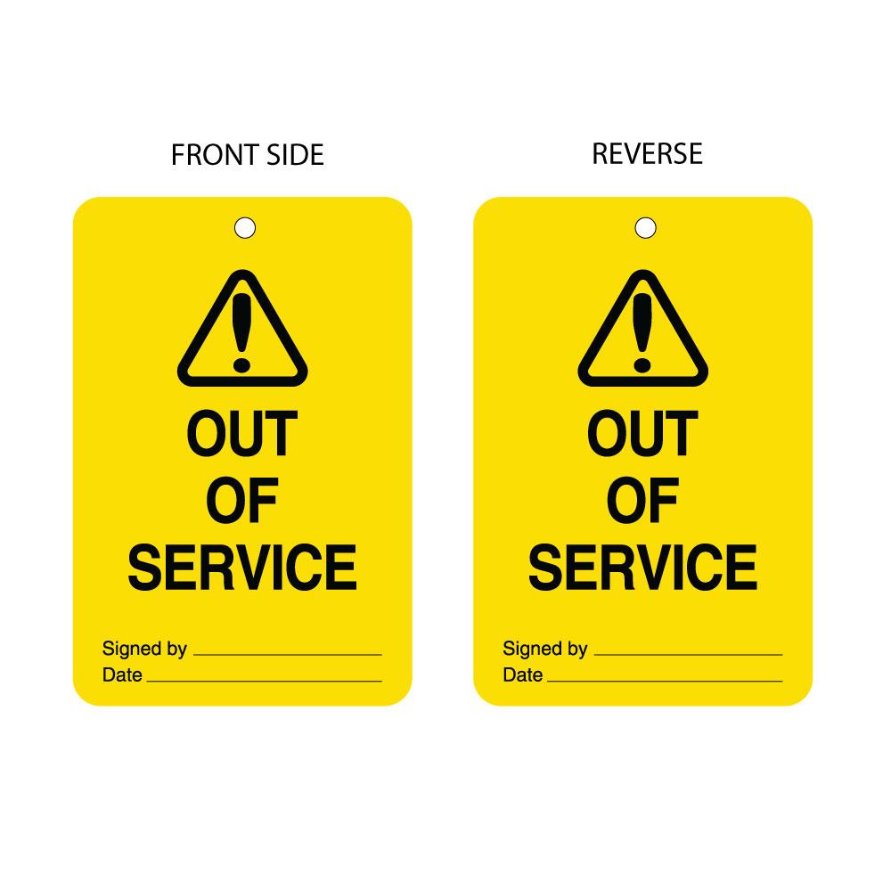 Out of Service Tag Double Sided (packs of 10)
