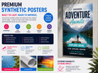 275gsm premium synthetic poster with a mountain landscape design, displayed on an outdoor wall
