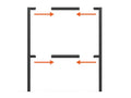 Diagram of a steel sign frame showing where an additional horizontal bar set slides into place