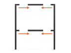 Diagram of a steel sign frame showing where an additional horizontal bar set slides into place