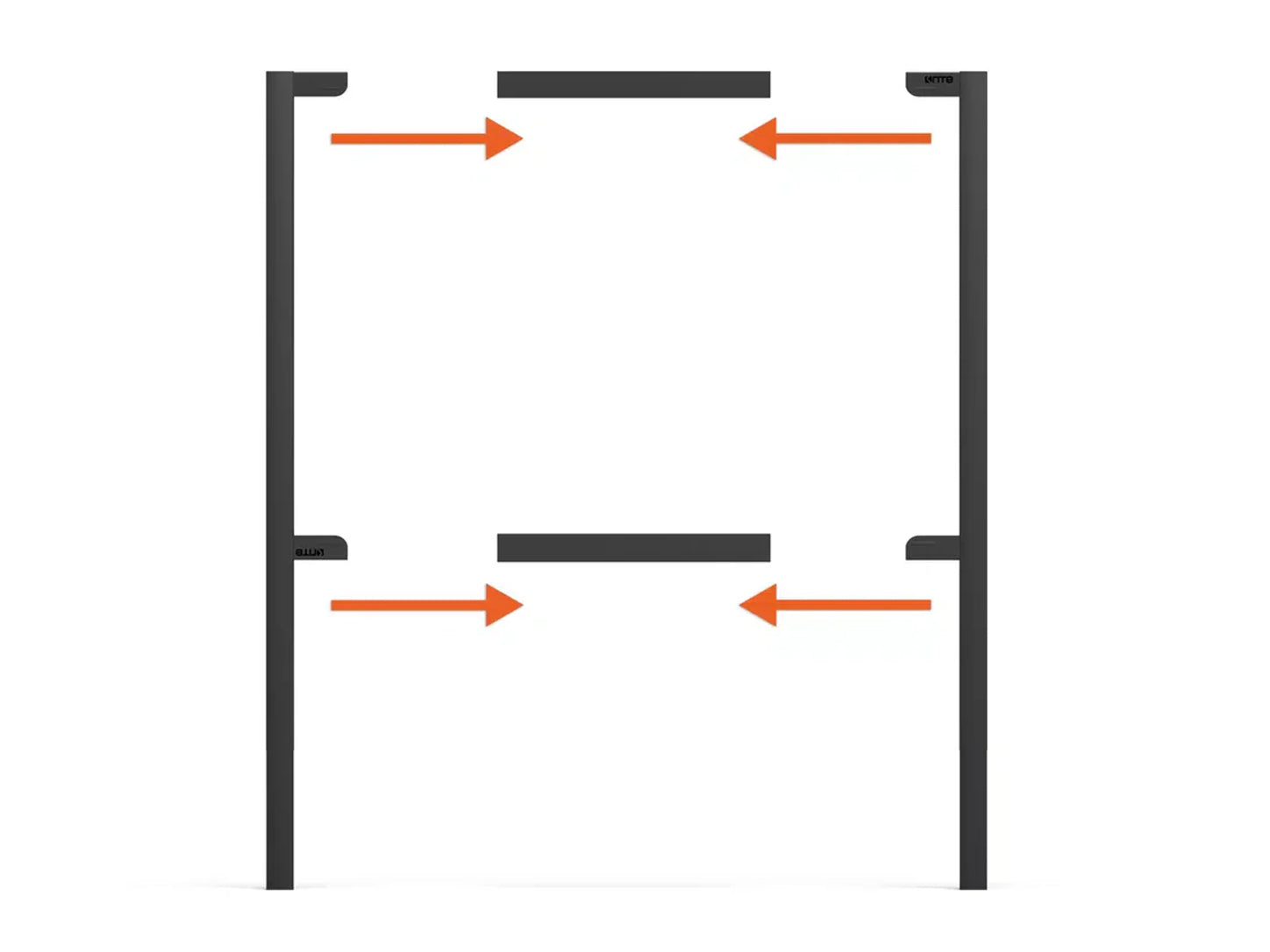 Diagram of a steel sign frame showing where an additional horizontal bar set slides into place