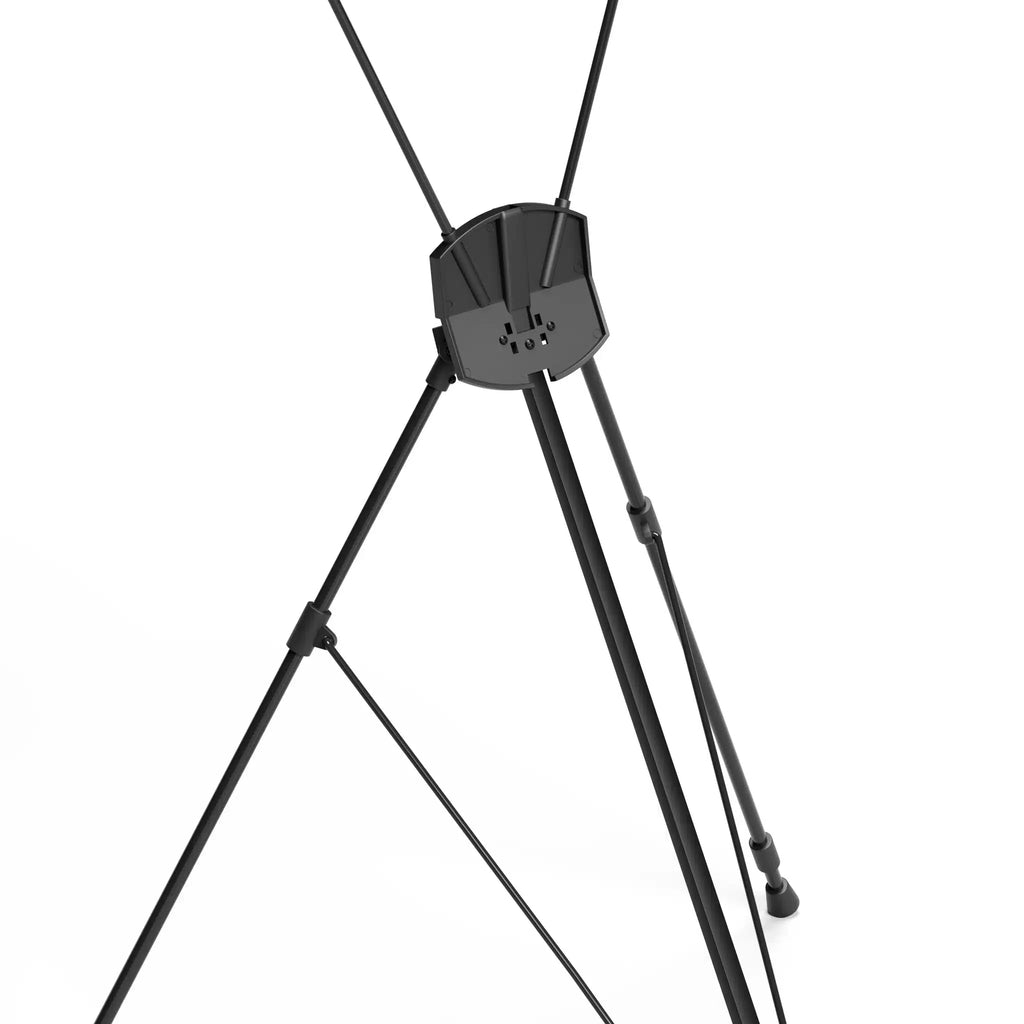 Close up of the X frame centre hub where the four arms and tripod legs join