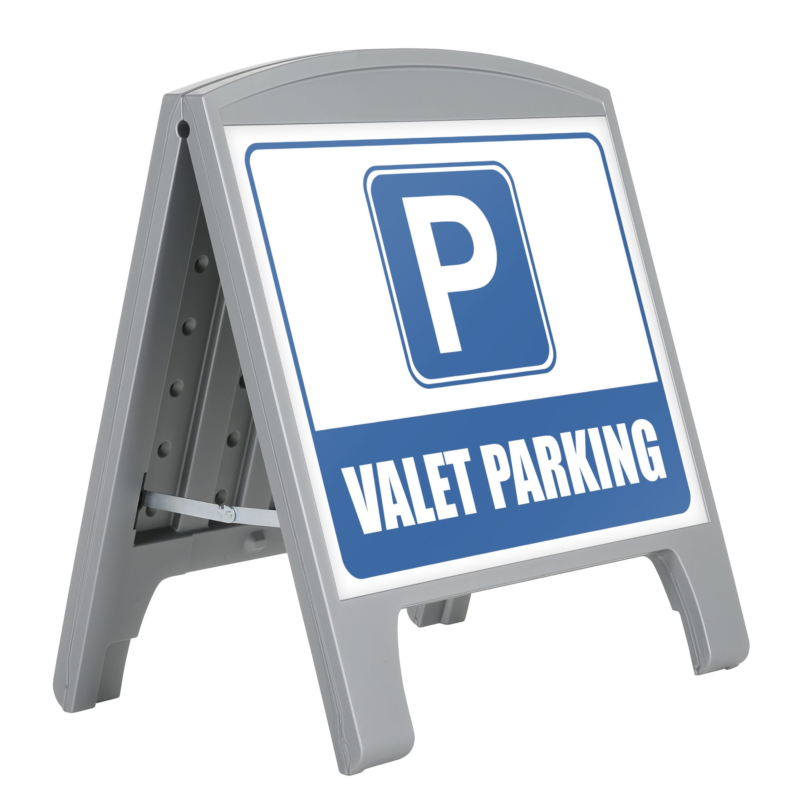Silver Mini Street SignPro A-frame with a parking message