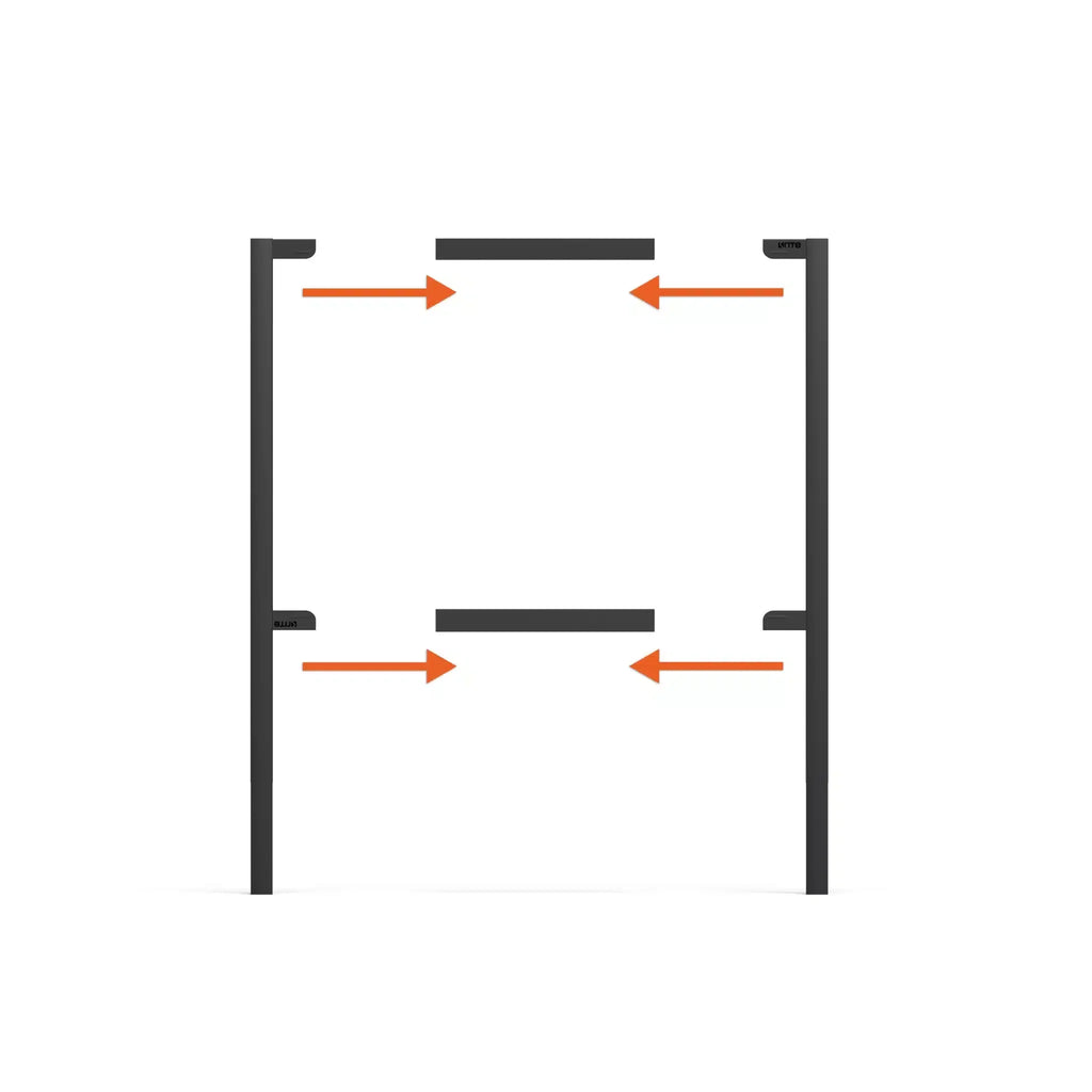 Diagram showing how an additional horizontal bar set widens the frame