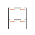 Diagram showing how an additional horizontal bar set widens the frame