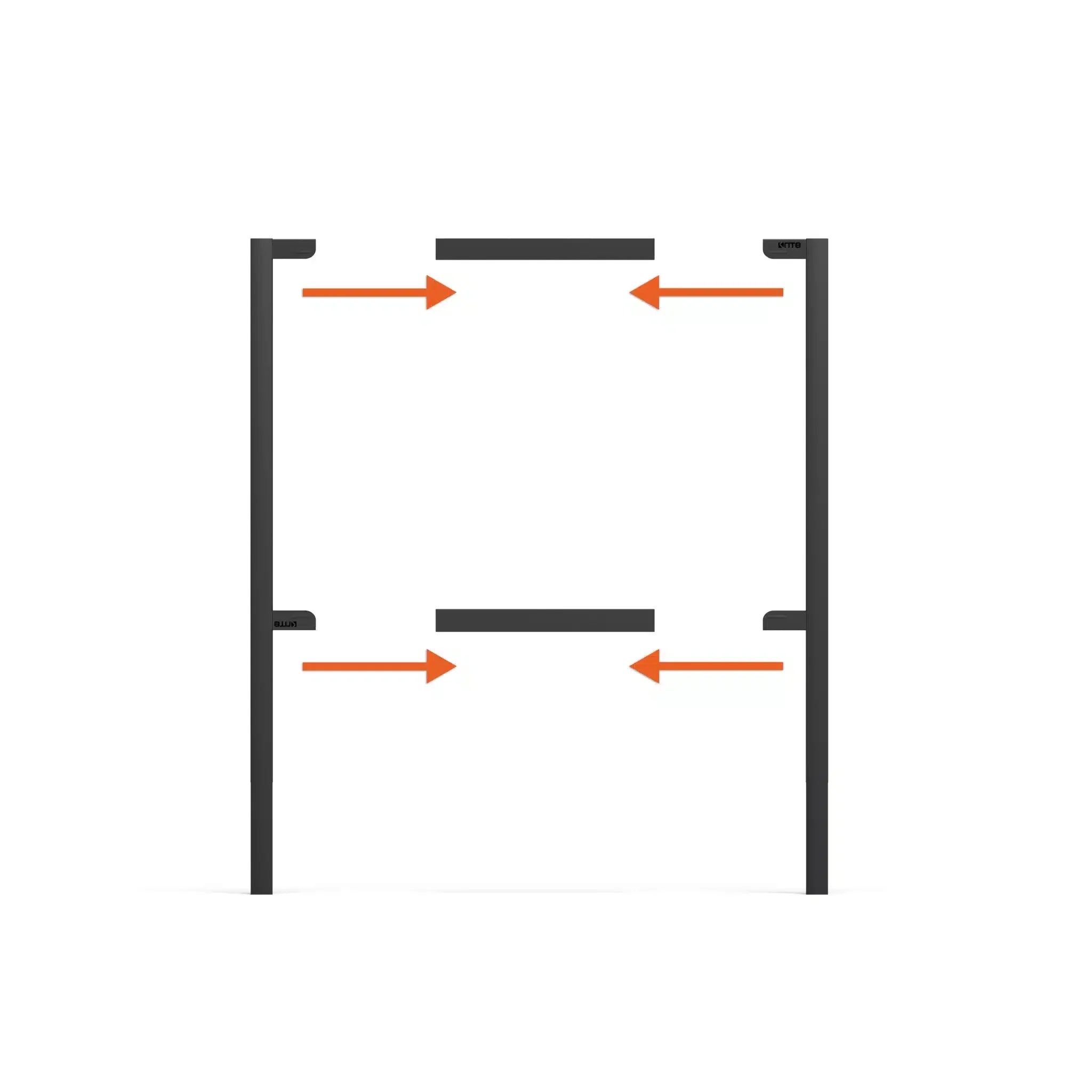 Diagram showing how an additional horizontal bar set widens the frame